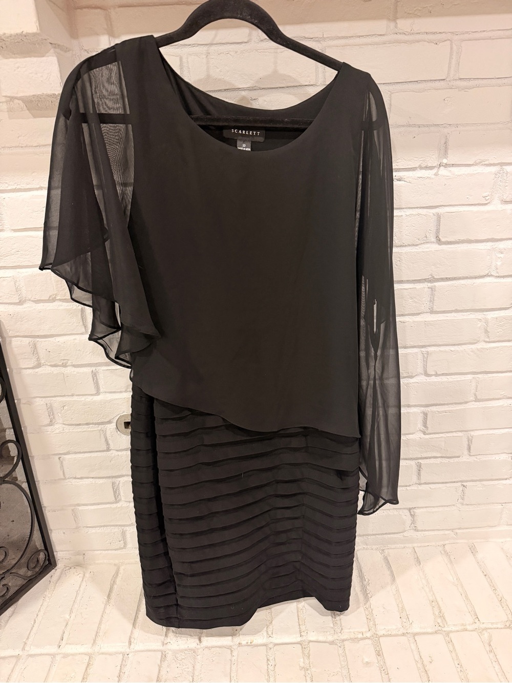 Scarlett Black Chiffon Overlay Dress Size 10 Cocktail Party Formal Elegant